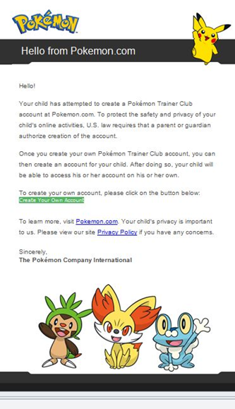 Log in to your Pokémon Trainer Club account